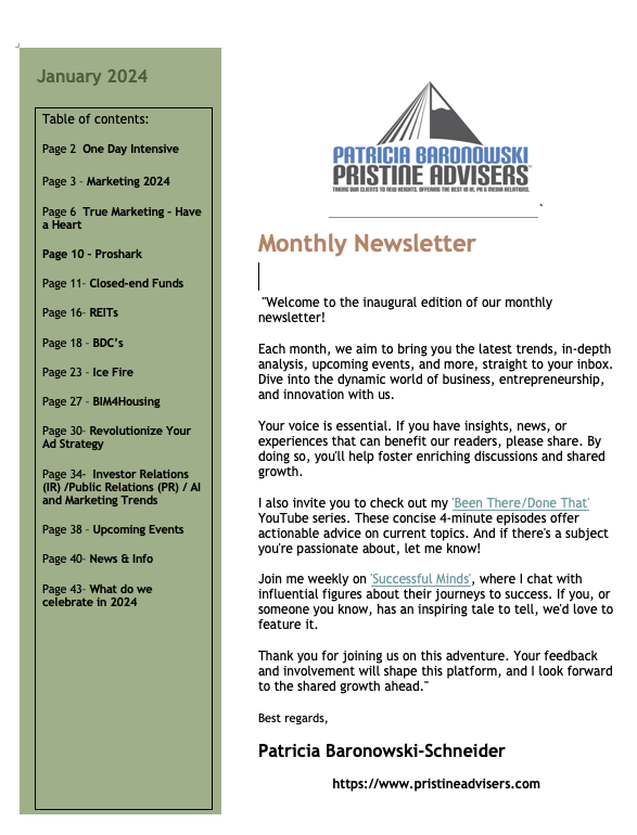 January 2024 Newsletter - Pristine Advisers